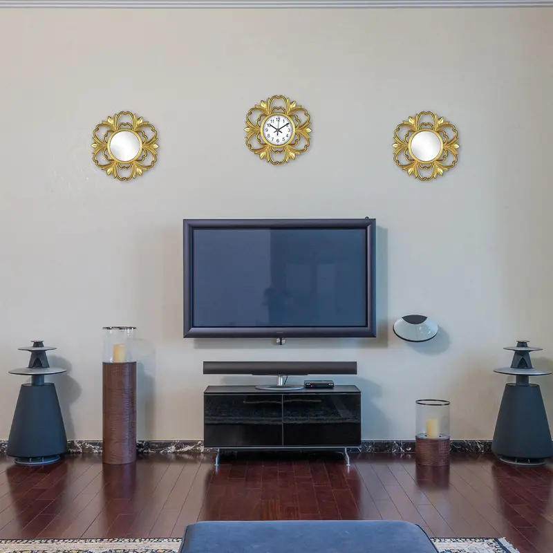 Set De 2 Espejos Y 1 Reloj De Pared Inkanto 1