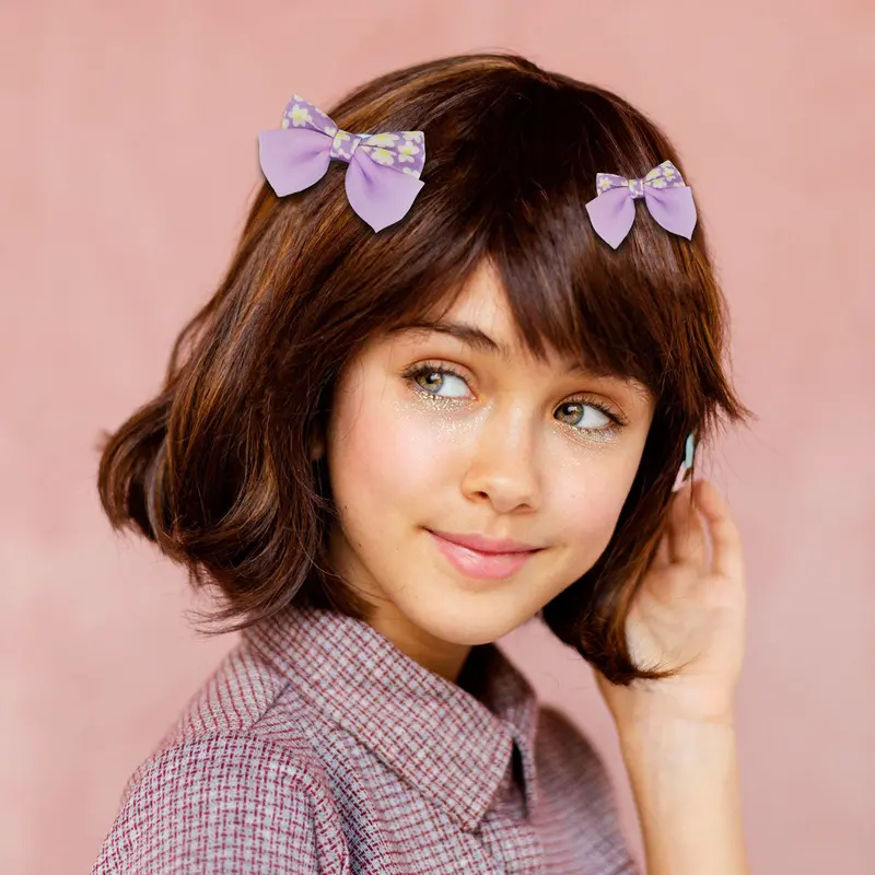 Set De 2 Moños Para Cabello, Color Lila 1