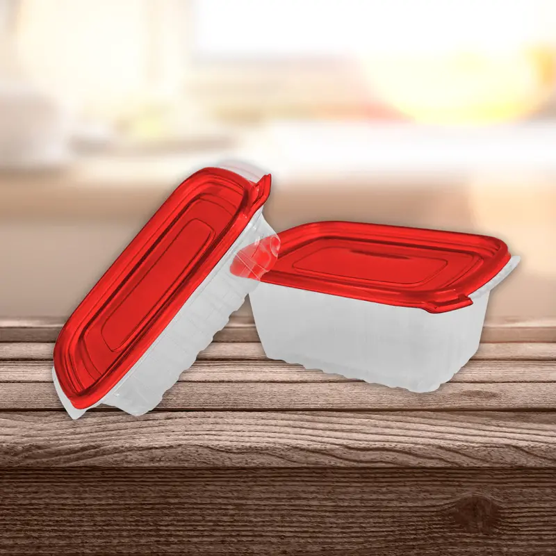 Set De 2 Recipientes De Plástico 1.2 L Y 2.2 L Color Rojo 1