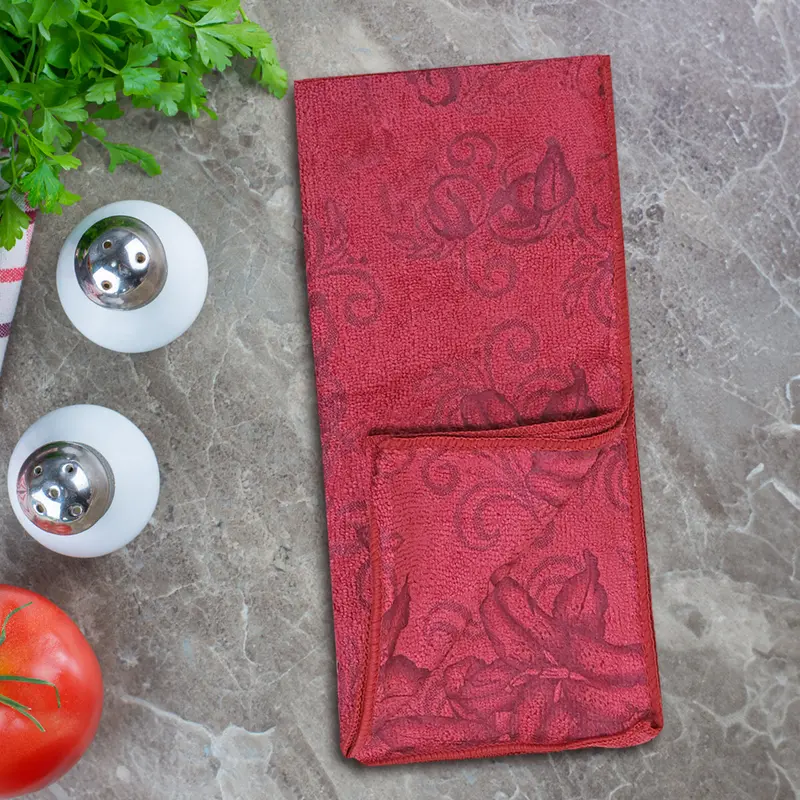 Set De 2 Trapos De Cocina, Diseño Flores, Color Rosa 1