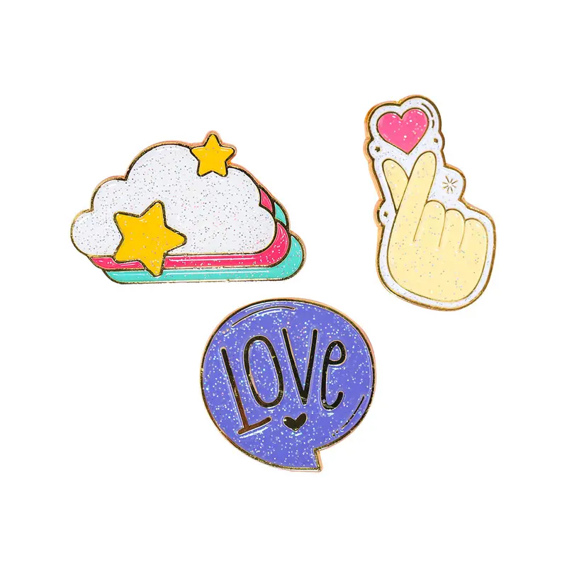 Set De 3 Broches, Nube, Love Y Corazón 1