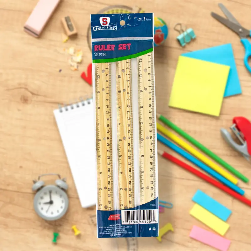 Set De 3 Reglas De Madera 30Cm 1