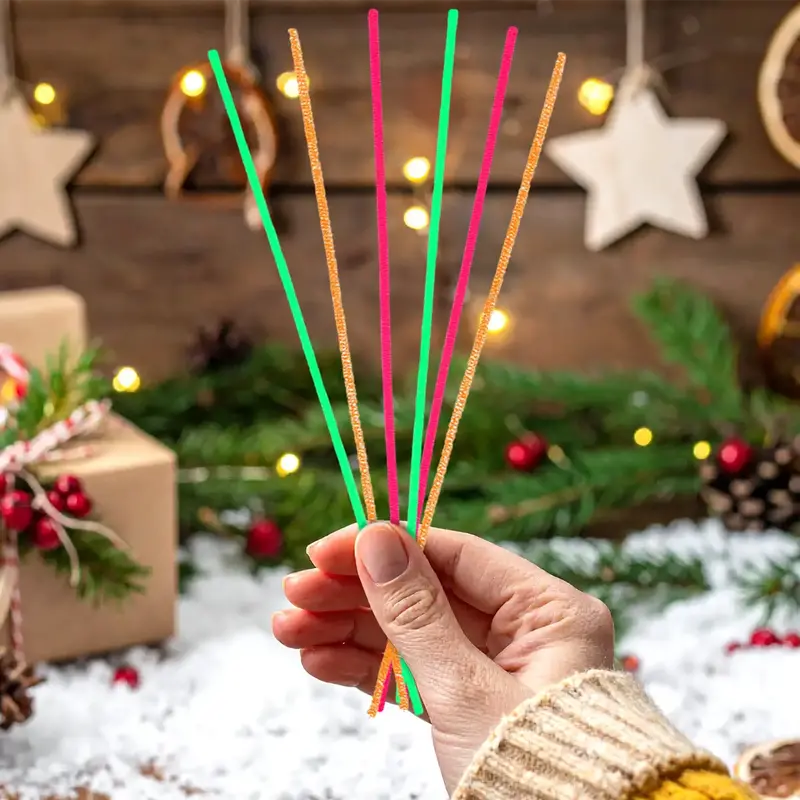 Set De 30 Limpiapipas Navideñas Brillantes 1