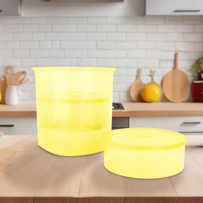 Set De 4 Contenedores De Plástico Color Amarillo Para Alimentos 1