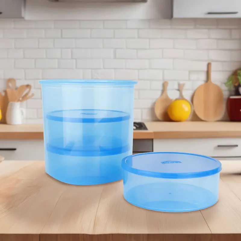 Set De 4 Contenedores De Plástico Color Azul Para Alimentos 1