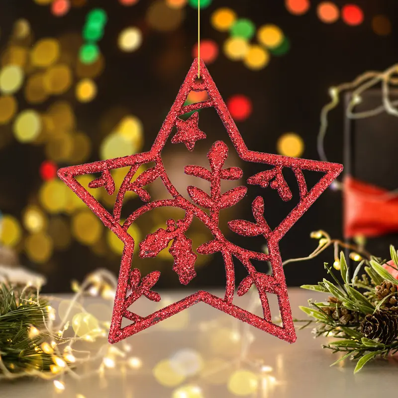 Set De 4 Estrellas Navideñas Color Rojo 1