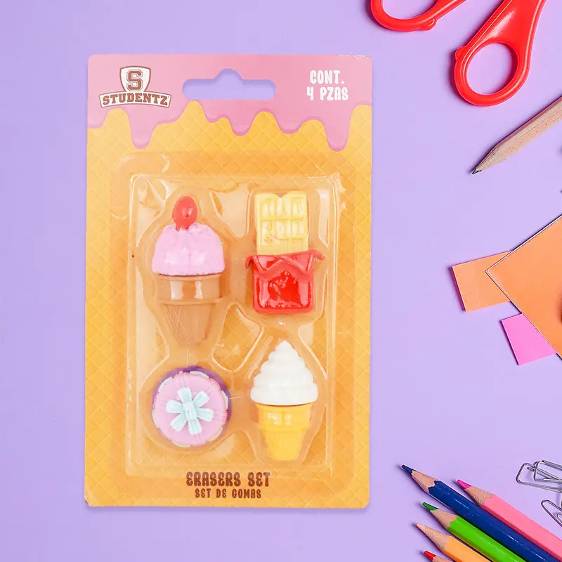 Set De 4 Gomas En Forma De Helado 2