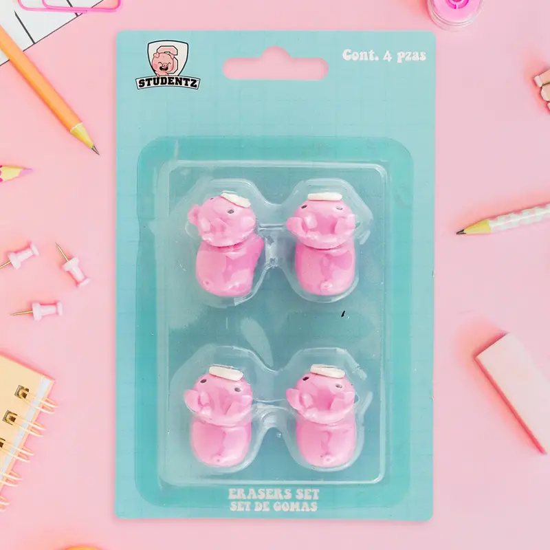 Set De 4 Gomas En Forma De Puerquito 2