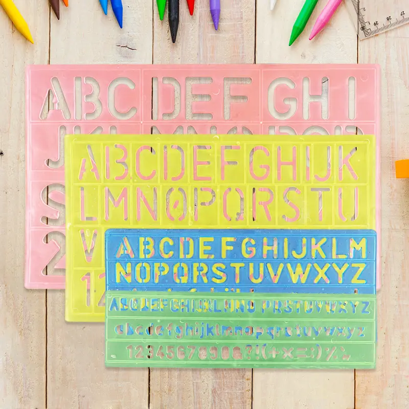 Set De 4 Plantillas De Letras Y Números, Color Rosa 1
