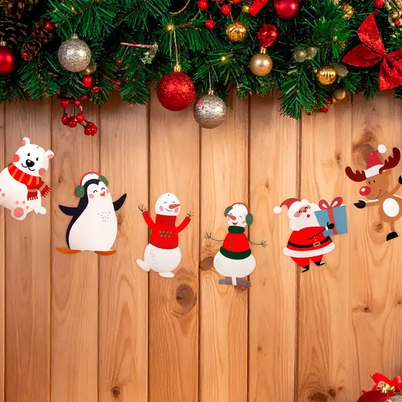 Set De 6 Decoraciones Navideñas De Papel, Santa 2