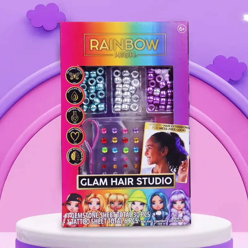 Set De Accesorios Para Cabello, Rainbow High Glam Hair Studio 1