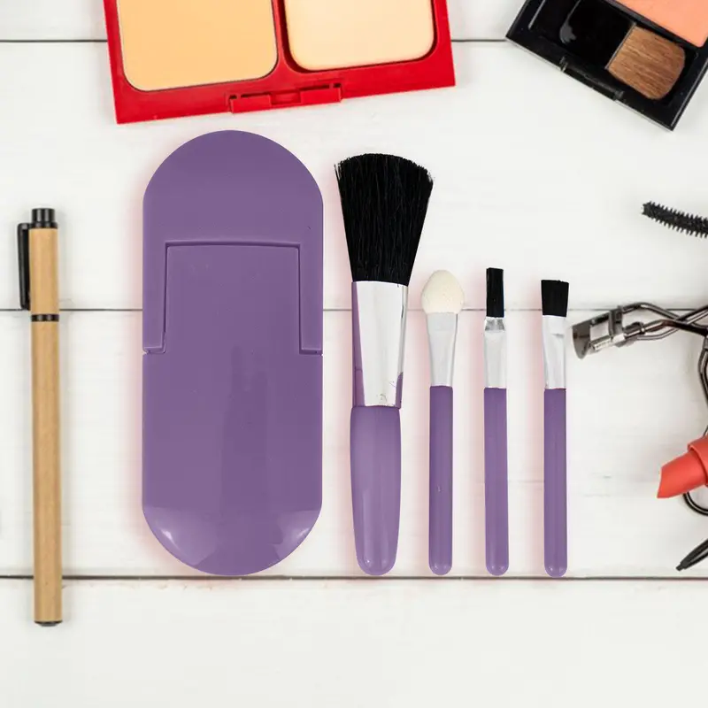 Set De Brochas Para Maquillaje Color Morado 5 Piezas 1