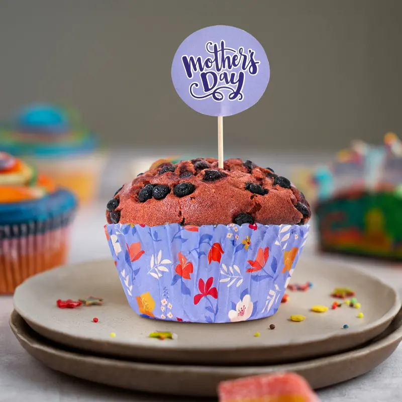Set De Capacillos Diseño Flores Con Toppers Para Cupcakes, "Mother's Day" 1