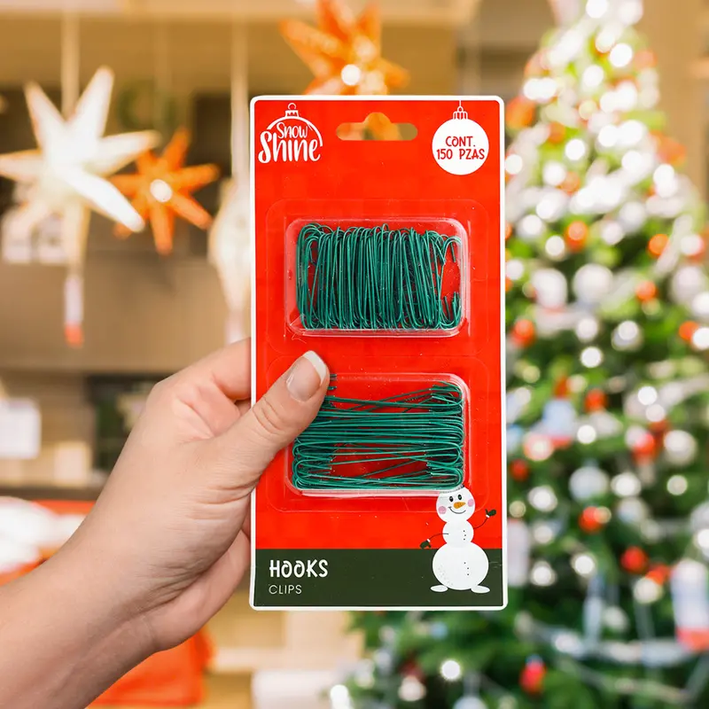 Set De Clips De Metal Para Ornamentos Navideños, Color Verde, 150 Pzas 1