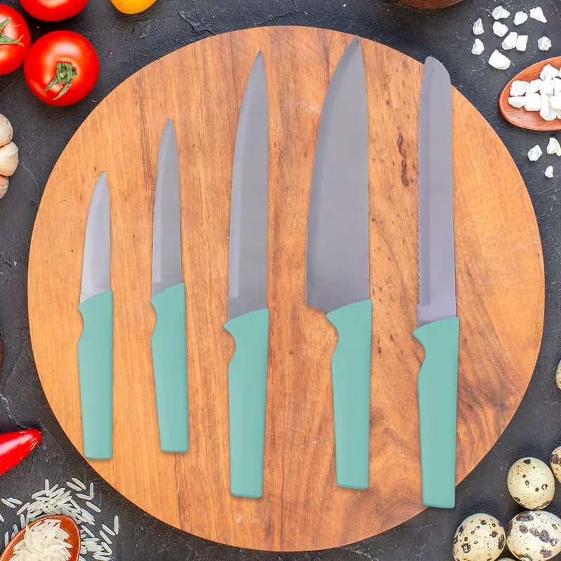 Set De Cuchillos Para Cocina, Color Aqua, 5 Pzas 1