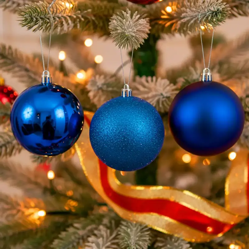 Set De Esferas Navideñas, Color Azul, 3 Pzas 1