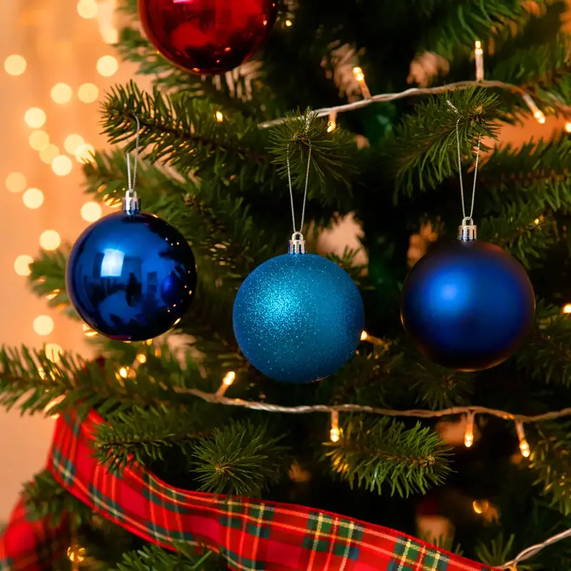 Set De Esferas Navideñas, Color Azul, 3 Pzas 2