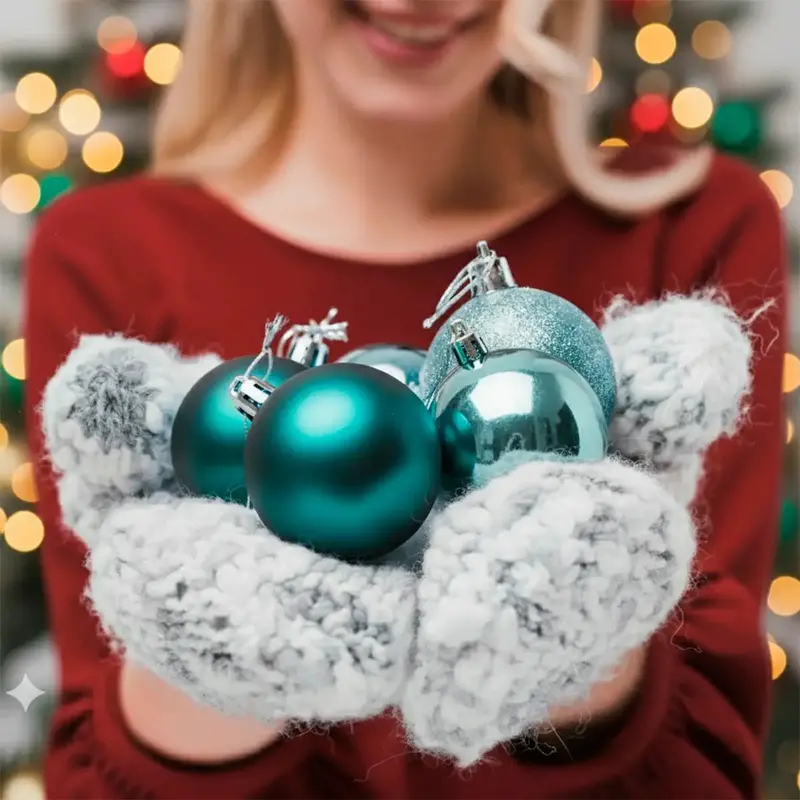 Set De Esferas Navideñas, Color Menta, 4 Pzas 1