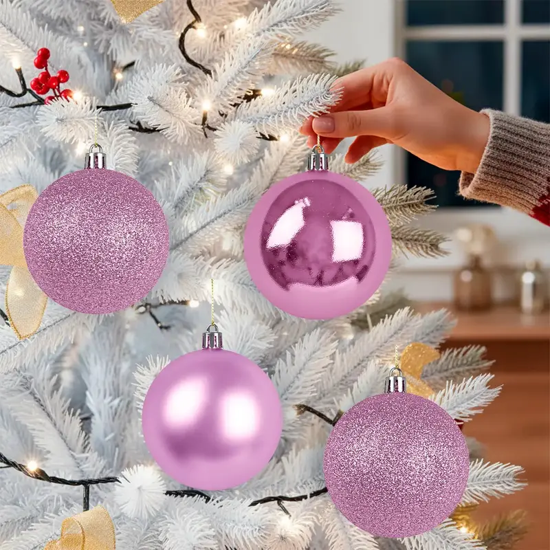 Set De Esferas Navideñas, Color Rosa, 4 Pzas 1