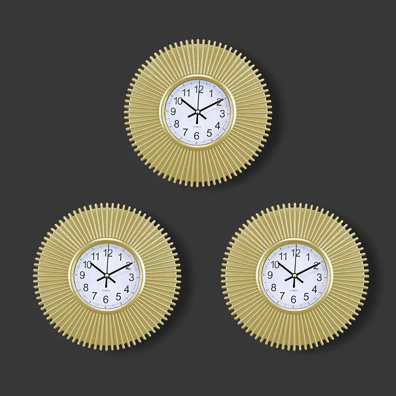 Set De Espejos Y Reloj Con Marco Circular Color Oro 2