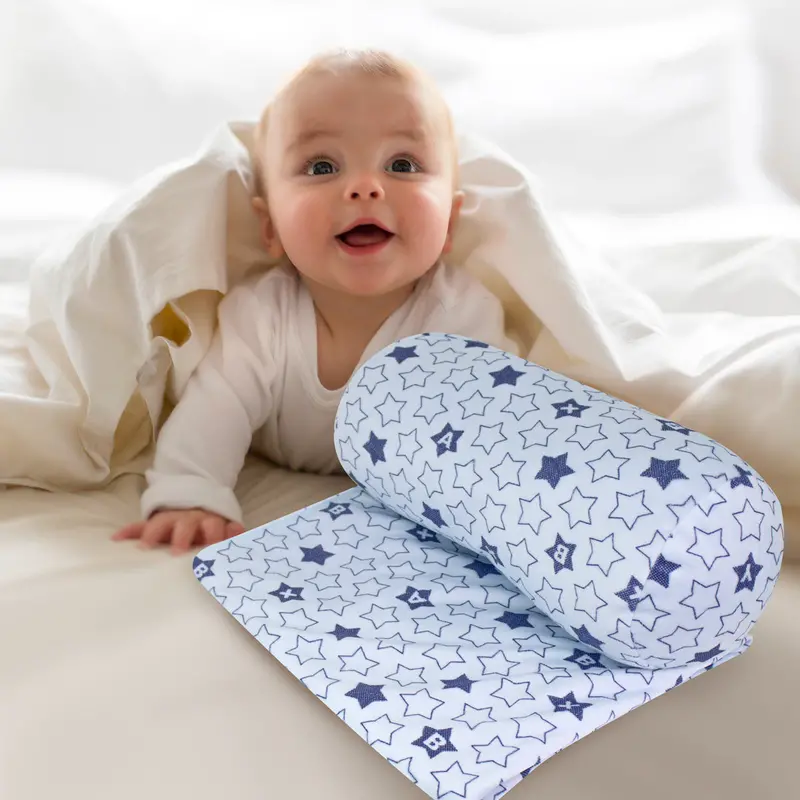 Set De Frazada Y Cojín Para Bebé, Color Azul Con Estampado De Estrellas. 1