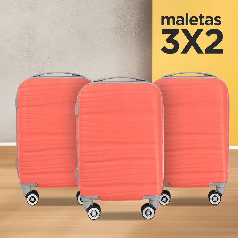 Set De Maletas De Viaje Eclipse, Color Salmón: ¡Llévate 3 Y Paga 2!, 34X21x50cm 1