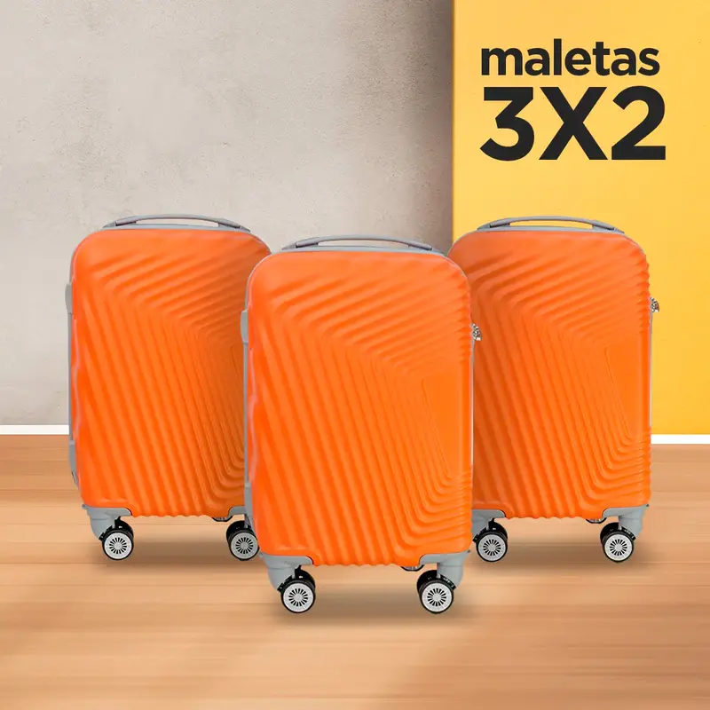 Set De Maletas De Viaje Orbix, Color Naranja: ¡Llévate 3 Y Paga 2! 34X21x50cm 1