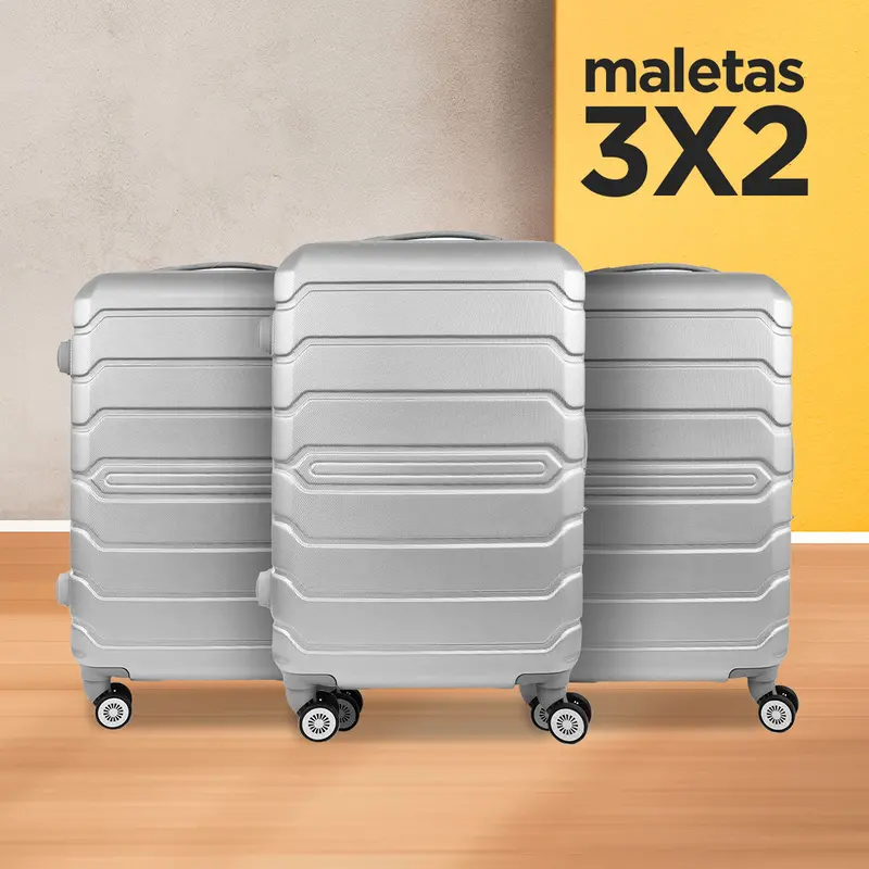 Set De Maletas De Viaje Silver: ¡Llévate 3 Y Paga 2!, 37X23x55cm 1