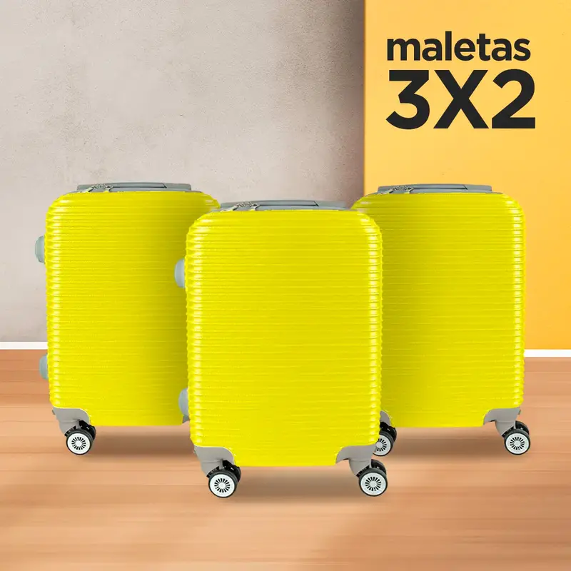 Set De Maletas De Viaje Sol, Color Amarillo: ¡Llévate 3 Y Paga 2! 34X21x50cm 1
