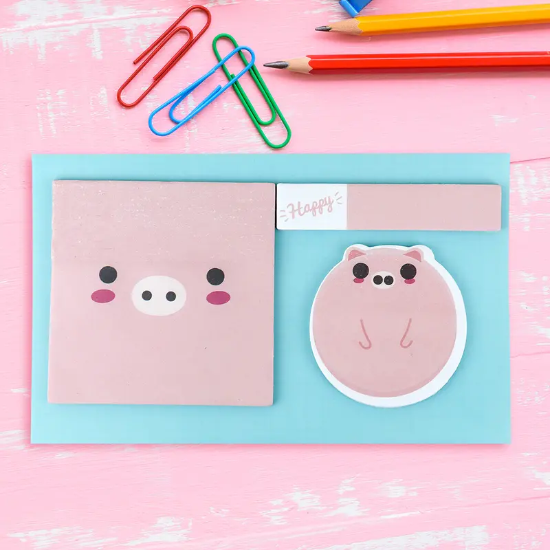 Set De Notas Adhesivas Con Diseño De Puerquito, 3 Pzas 1
