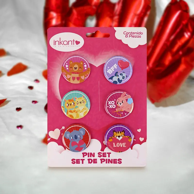 Set De Pines Decorados Para San Valentín, 6 Piezas. 2