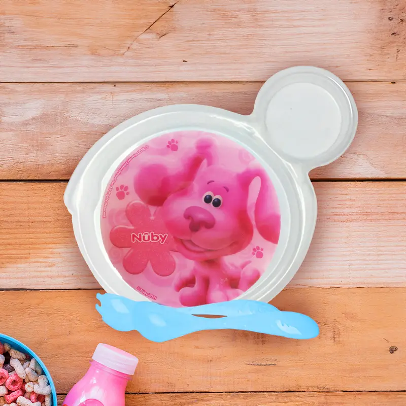 Set De Plato Personaje Magenta Y Cubiertos Azules Para Bebé, Las Pistas De Blue, Nuby 1