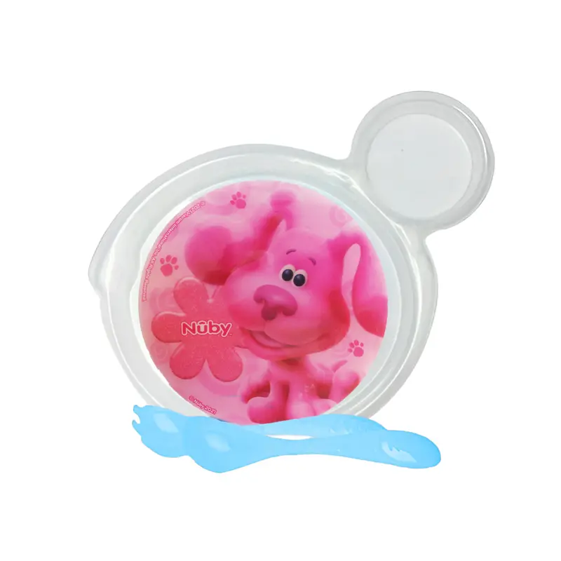 Set De Plato Personaje Magenta Y Cubiertos Azules Para Bebé, Las Pistas De Blue, Nuby 2