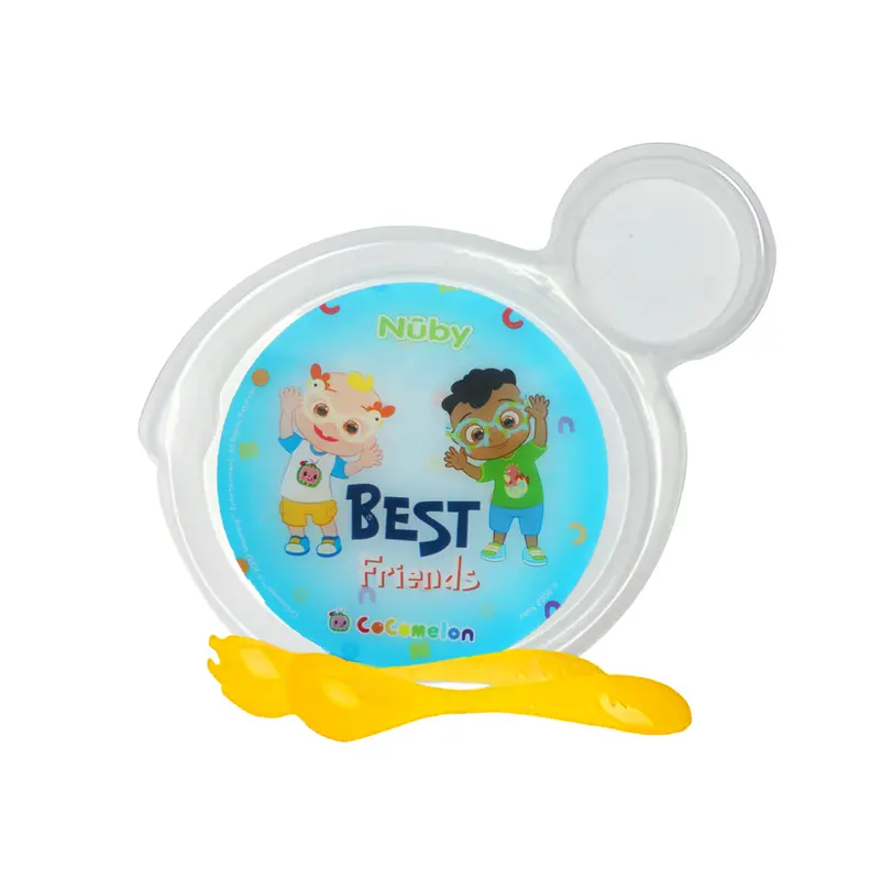 Set De Plato Transparente Y Cubiertos Amarillos Para Bebé, Cocomelon, Nuby 2