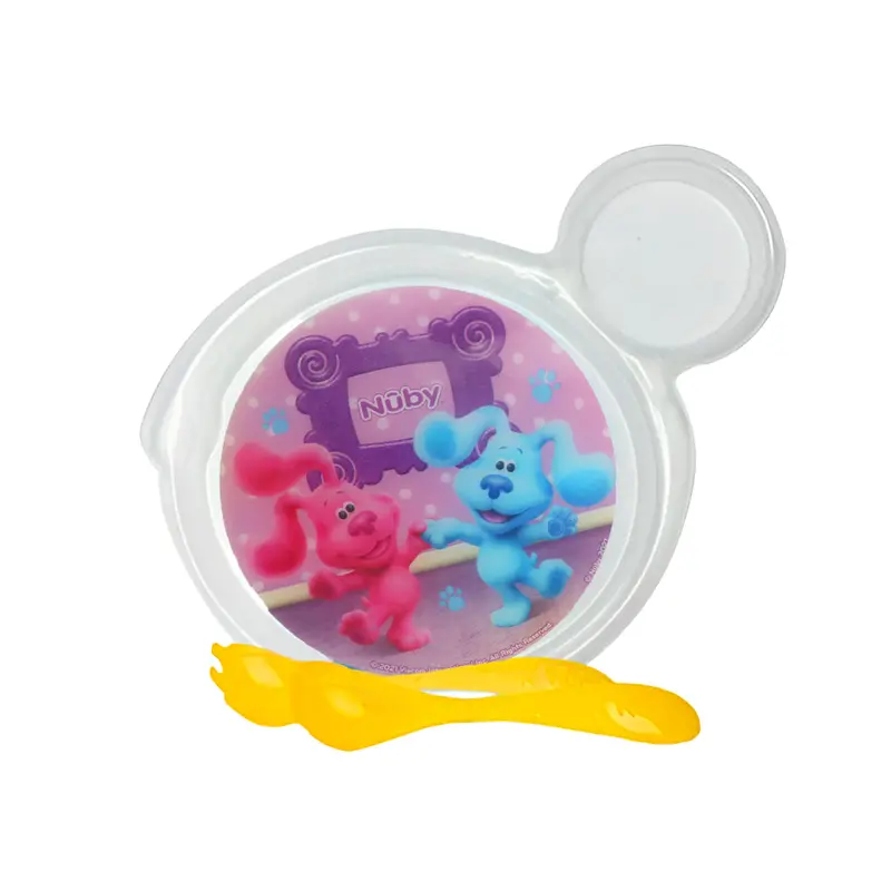 Set De Plato Transparente Y Cubiertos Amarillos Para Bebé De Las Pistas De Blue, Nuby 2