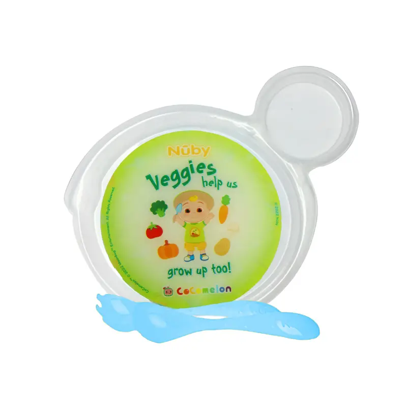 Set De Plato Transparente Y Cubiertos Azules Para Bebé De Cocomelon, Nuby 2