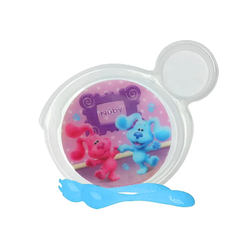 Set De Plato Transparente Y Cubiertos Azules Para Bebé De Las Pistas De Blue, Nuby 2