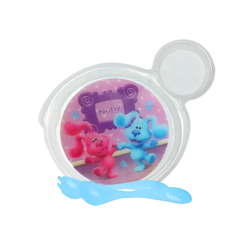 Set De Plato Transparente Y Cubiertos Azules Para Bebé, Las Pistas De Blue, Nuby 2