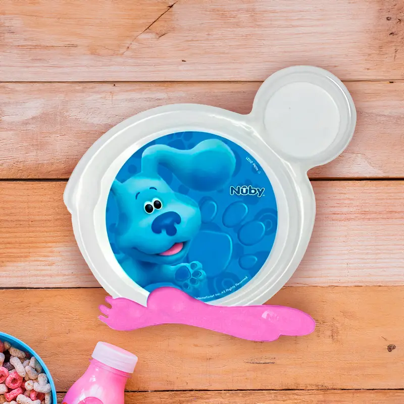 Set De Plato Transparente Y Cubiertos Fiusha Para Bebé, Las Pistas De Blue, Nuby 1
