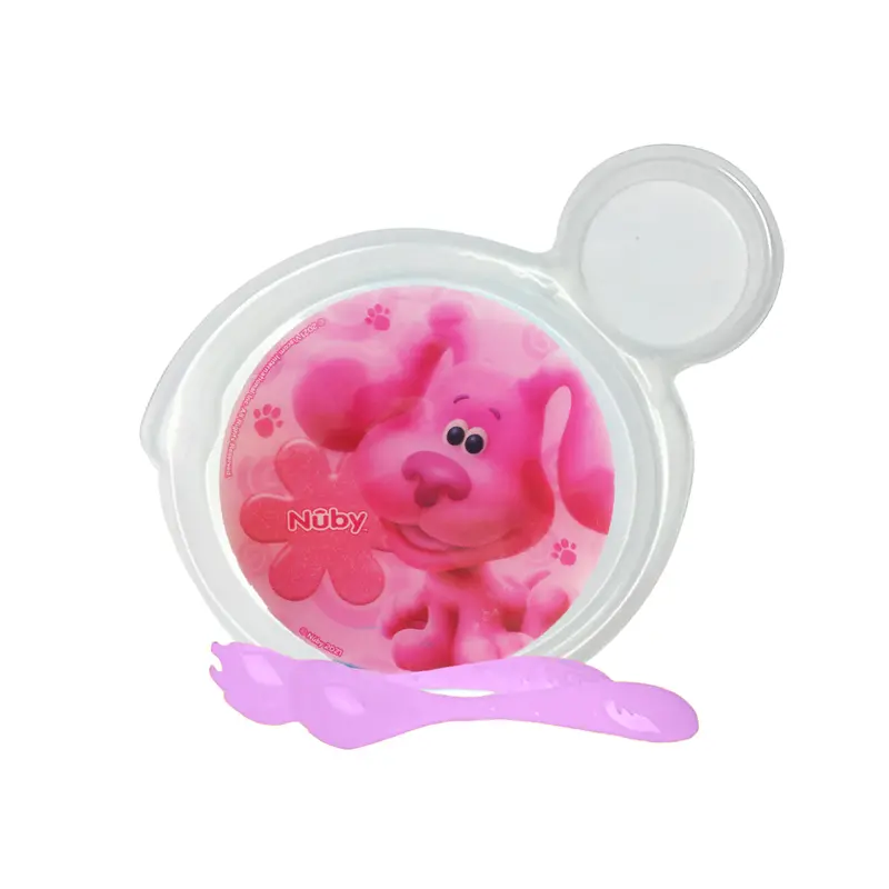 Set De Plato Transparente Y Cubiertos Morados Para Bebé, Personaje Magenta, Las Pistas De Blue, Nuby 2