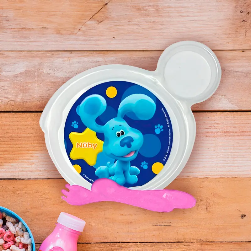 Set De Plato Transparente Y Cubiertos Rosas Para Bebé, Las Pistas De Blue, Nuby 1