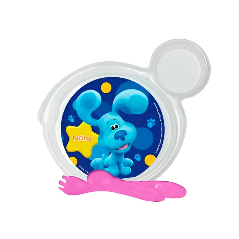 Set De Plato Transparente Y Cubiertos Rosas Para Bebé, Las Pistas De Blue, Nuby 2