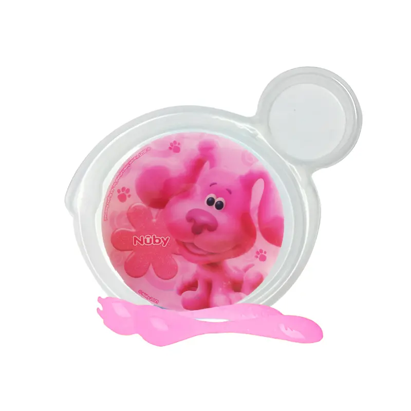Set De Plato Transparente Y Cubiertos Rosas Para Bebé, Personaje Magenta, Las Pistas De Blue, Nuby 2