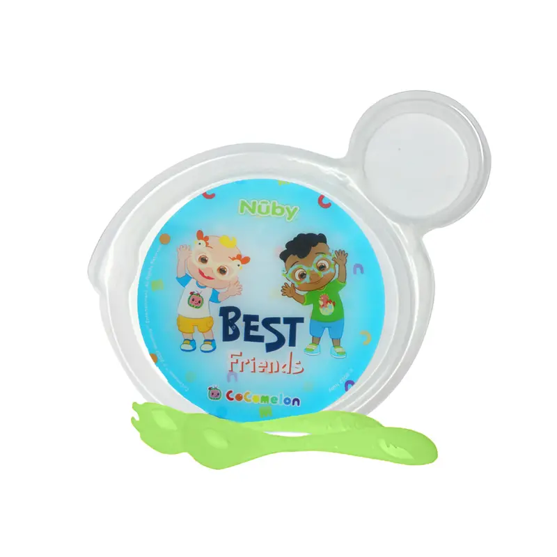 Set De Plato Transparente Y Cubiertos Verdes Para Bebé, Cocomelon, Nuby 2