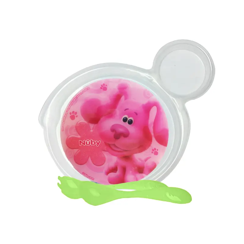 Set De Plato Transparente Y Cubiertos Verdes Para Bebé, Personaje Magenta, Las Pistas De Blue, Nuby 2