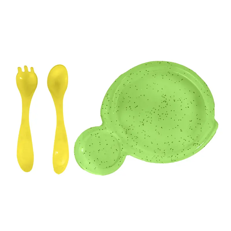 Set De Plato Y 2 Cubiertos Para Bebé, Glitter Verde, Nuby 2