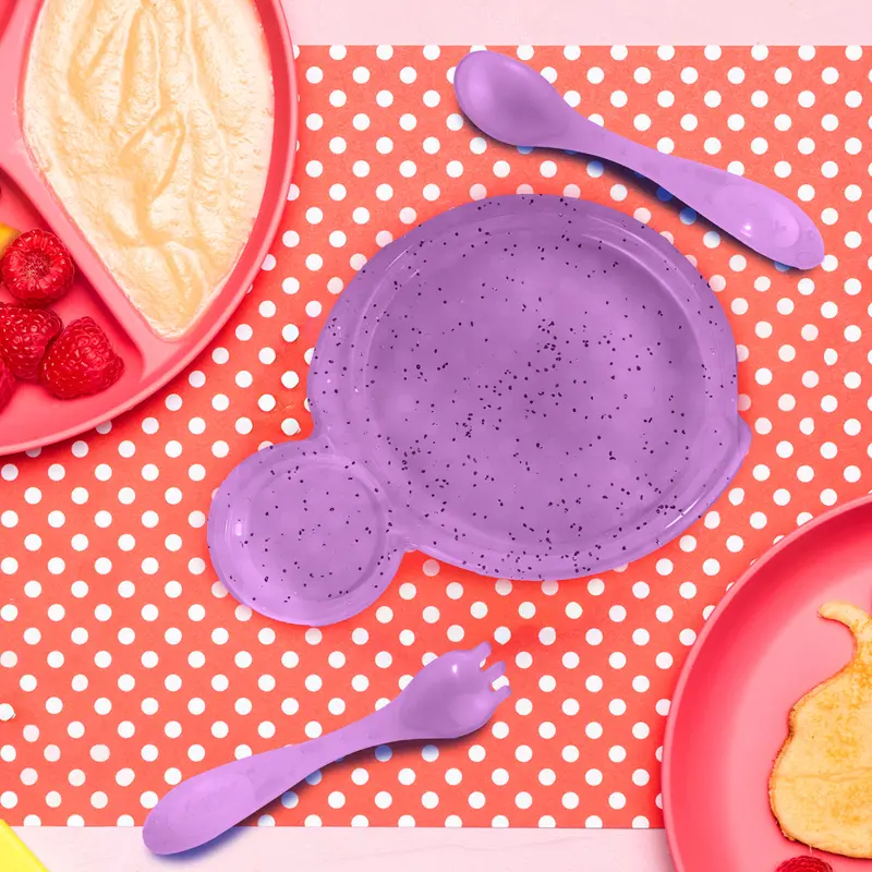 Set De Plato Y Cubiertos Para Bebé, Glitter Morado, Nuby 1