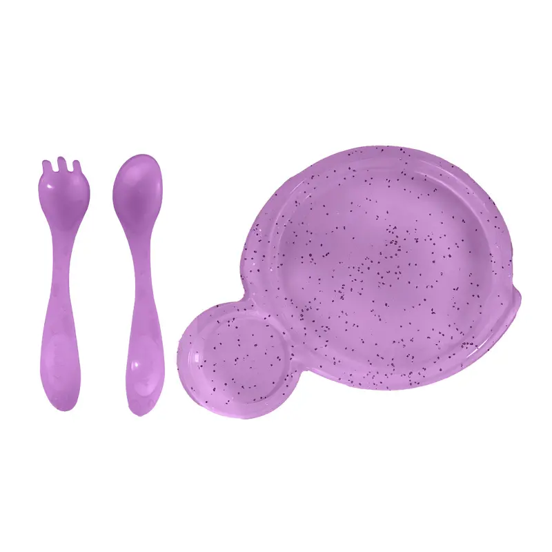 Set De Plato Y Cubiertos Para Bebé, Glitter Morado, Nuby 2