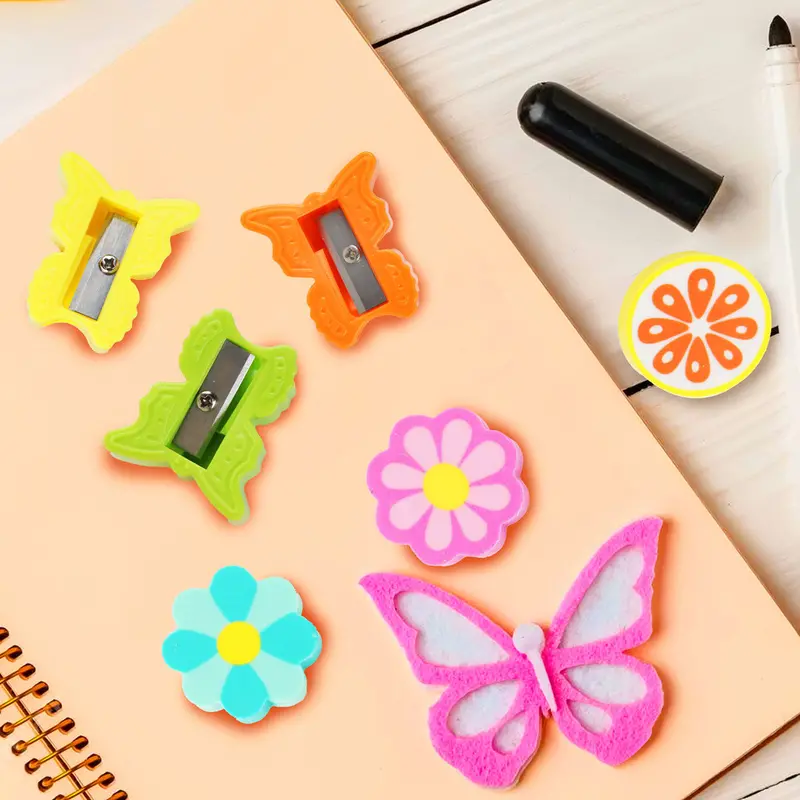 Set De Sacapuntas Mariposa + Gomas, 6 Pzas 1