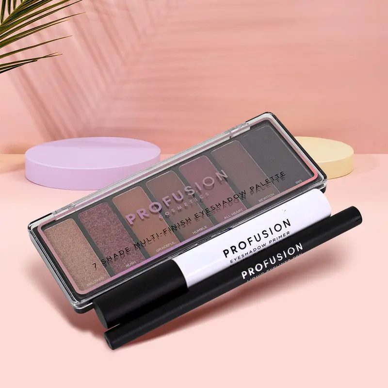 Set De Sombras Facial Profusion 7 Tonos, Eyeshadow Primer Y Delineador 2